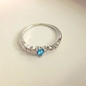 Blue Diamond Heart Ring